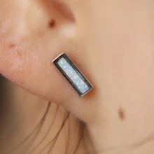 4 цвета милый Опаловый брусок стержня для девочек, Настоящее серебро 925 пробы, Белый Синий огненный опал, драгоценный камень, минимальное серебро, ювелирные изделия, серьги, простые