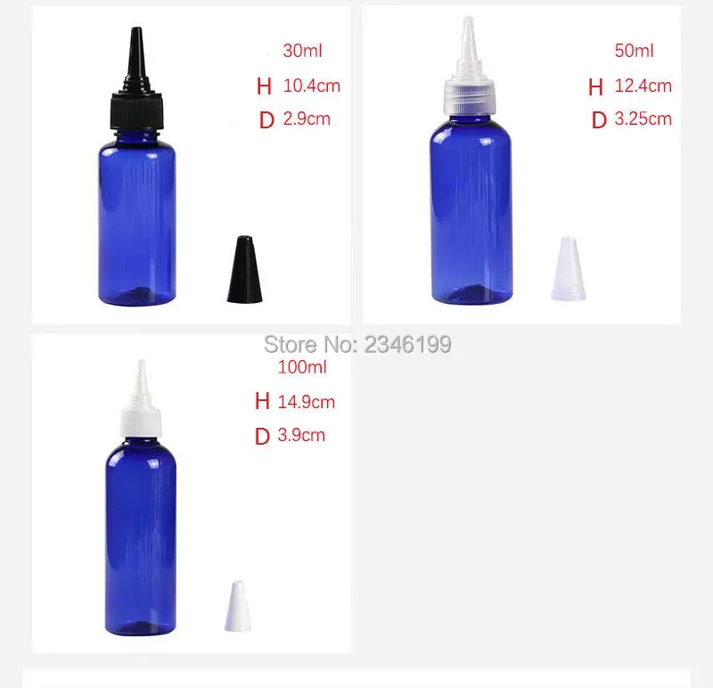 Empty Plastic Bottle 50ml White Cover Plastic Bottle 30ml Empty Cosmetic Container Transparent Blue Tip Cap Plastic Bottle (6)