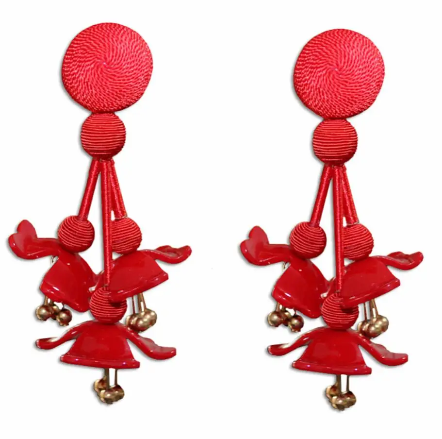 

CSxjd Luxury Design Handmade Resin red Flower decoration exaggerated earrings