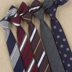 Новый модный дизайнерский мужской шерстяной полосатый галстук высокого качества 6 см с узким воротником Классический винный красный