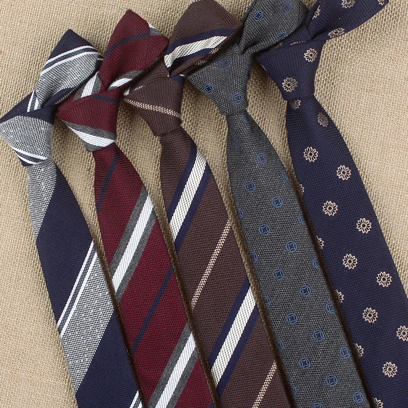 

New Fashion Designer Men's High Quality Wool Striped 6cm Slim Neck Tie Classic Wine Red Necktie for Men Pack with Gift Box