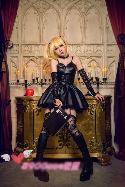 Death Note Misa Amane платье из искусственной кожи сексуальная униформа Детские тематические костюмы+ перчатки+ носки+ аксессуары на шею+ ожерелье