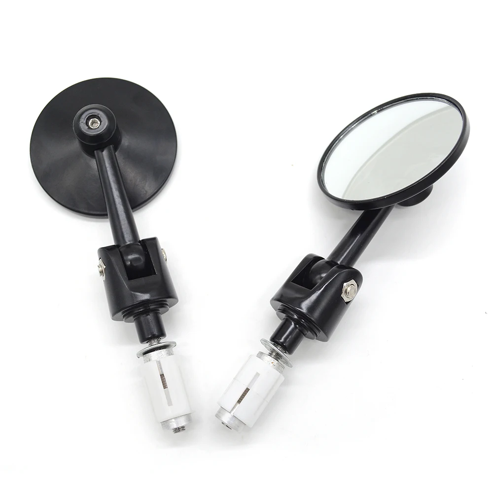 Black Universal 22mm Motorcycle Mirror Handle Bar Ends Mirrors Hand