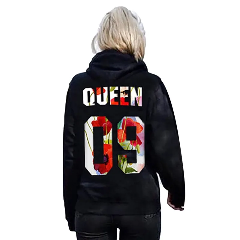

queen king hoodies women love pink clothes oversized hoodie 2019 fashion sweatshirt harajuku womens pullover gothic black