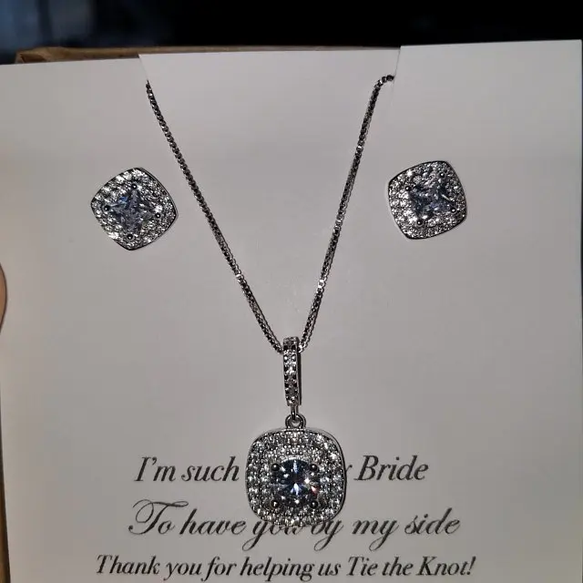 Персонализированные кристалл невесты кулон серьги ожерелье Ювелирные наборы Свадебные серьги подвеска-ожерелье Подарки
