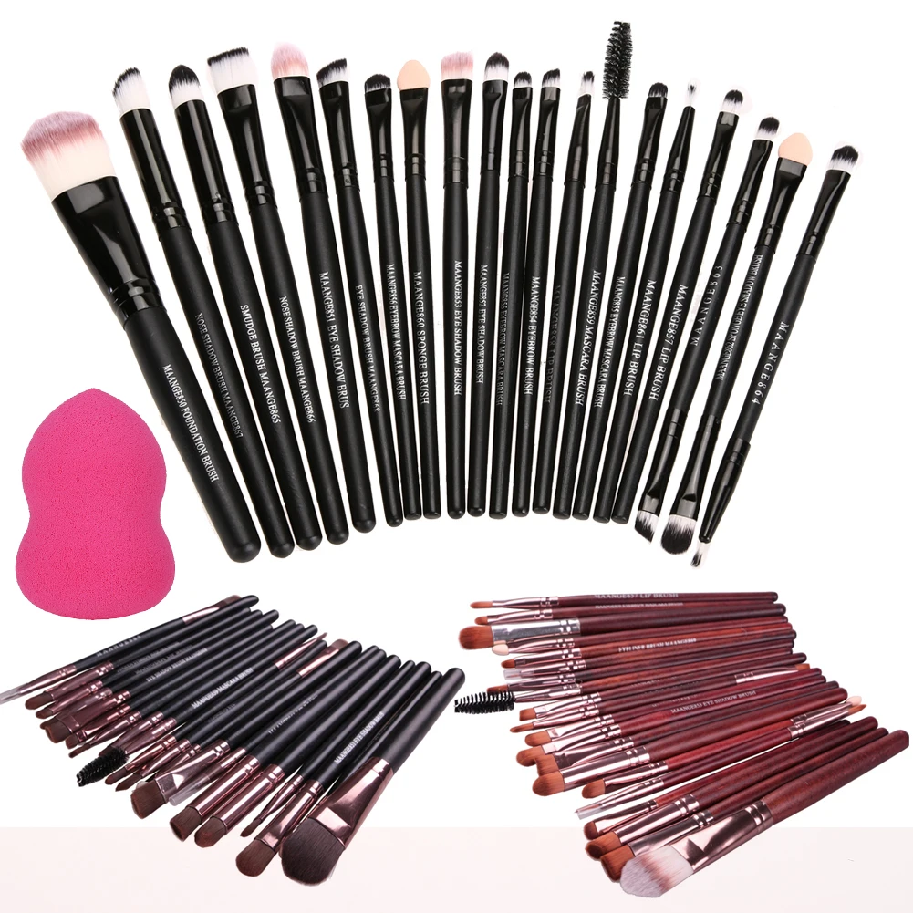 20pcs Makeup Brushes+Sponge Puff Cosmetic Eye Makeup Eyeshadow Lips