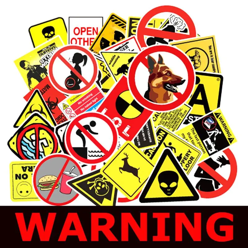50 PCS Impermeabile di Protezione Solare IN PVC Avvertimento Il Divieto Della Decalcomania Pasters Divertente Rimovibile Auto Del Computer Valigia Adesivi Graffiti