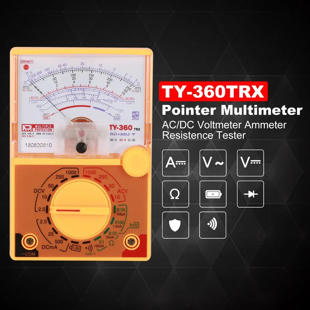 TY-360TRX ручной стрелочный мультиметр AC/DC Вольтметр механический Амперметр тестер сопротивления Тока Тестер