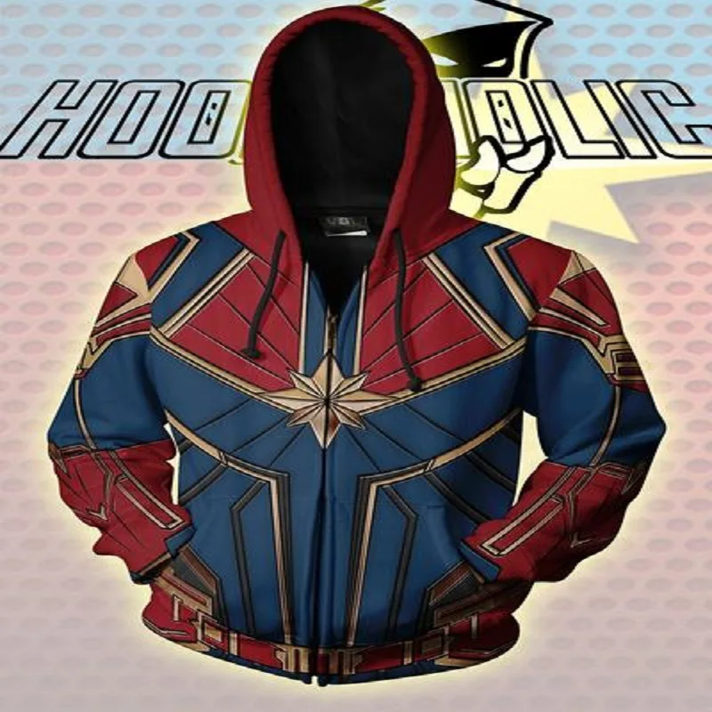 3D Print Carol Danvers Captain Marvel Sweatshirts Hoodie Avengers Endgame Cosplay Costume Movie Men Women Jackets Top New