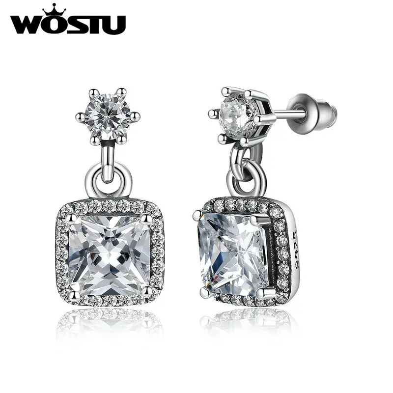 

Winter New Arrival Silver Timeless Elegance Drop Earrings With AAA Clear CZ For Women Compatible with Jewelry