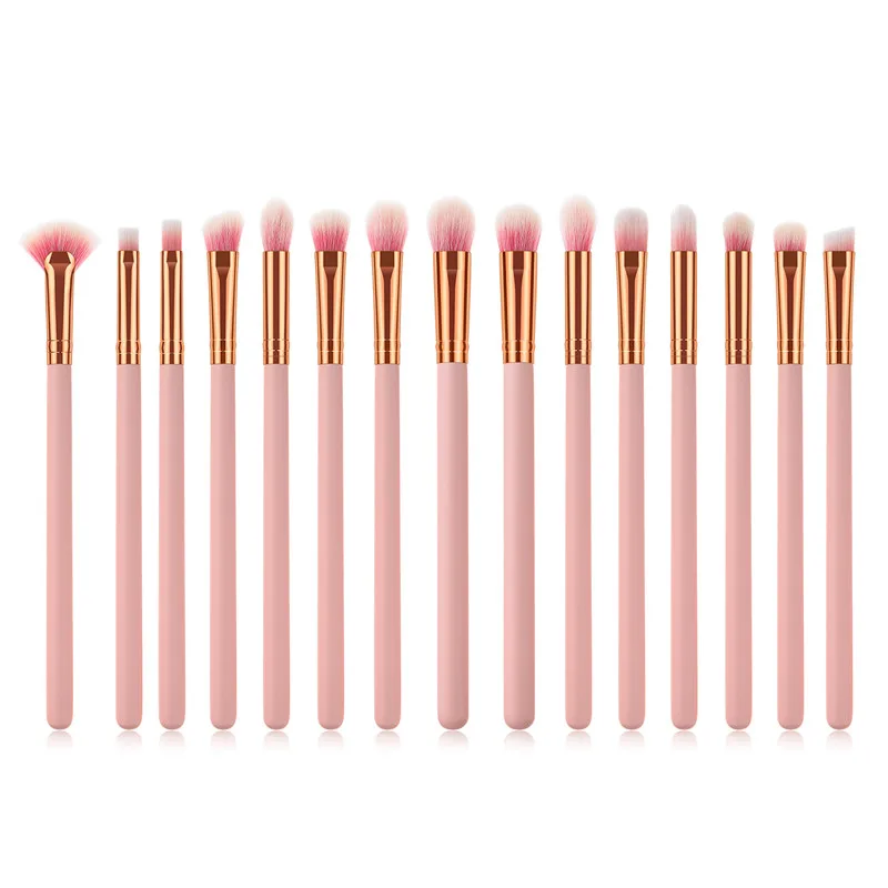 

15PCS Makeup Brushes Set Pink Handle Blending Blush Eye Shadow EyeBrow Lip Face Make Up kabuki Brush Kit T15017