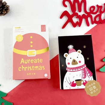 

30 Pcs/pack Kawaii Festival Aureate Christmas Postcard Greeting Card Message Cards Christmas Gift Card Birthday Card Supplies