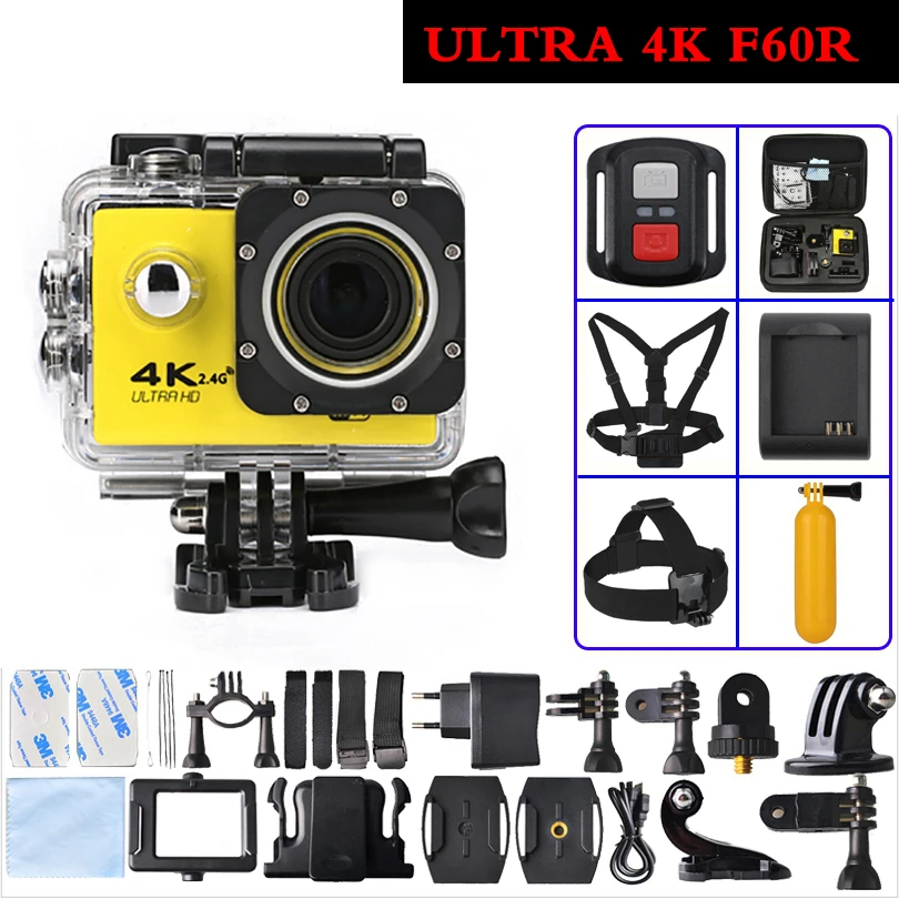  Gopro hero 4 style F60R Action camera 4K 30fps WiFi Allwinner V3 Waterproof KAMERA Remote Control go pro Sport Camera Mini Cam 