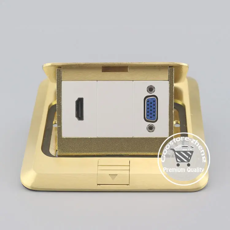 

Bronze Pop-up VGA & HDMI Connector Socket Floor Ground Media Outlet Receptacle