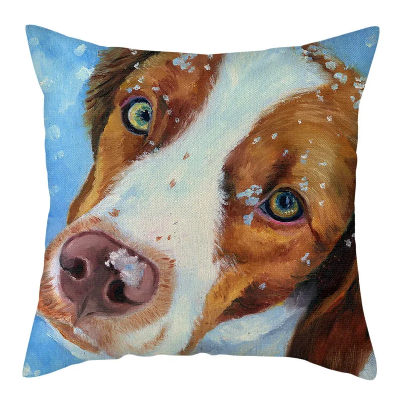 

Fuwatacchi Linen Cotten Cushion Cover Cute Dog Pet Pillow Cover for Home Sofa Chair Decorative Pillows Animals Pillowcases