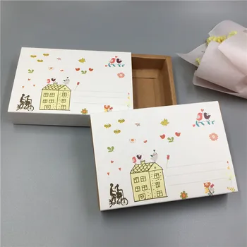 

25Pcs/Lot Kraft Paper Normal Drawer Pull Push Box Carton With Lovely Birds Birthday Christmas Party Cookies Chocolate Paper Box