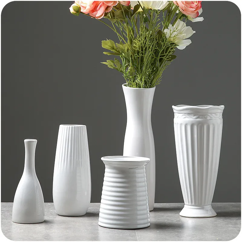 Solid White Vase Ceramic Home Decorative Flower Pots Planters Home Vase Accent Decor Solid White Vase Ceramic Home Decorative Flower Pots Planters Home Vase Accent Decor