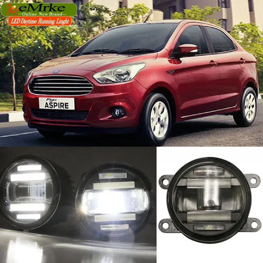 eeMrke Car Styling For Ford Figo 2015 2016 2 in 1 LED Fog Light Lamp