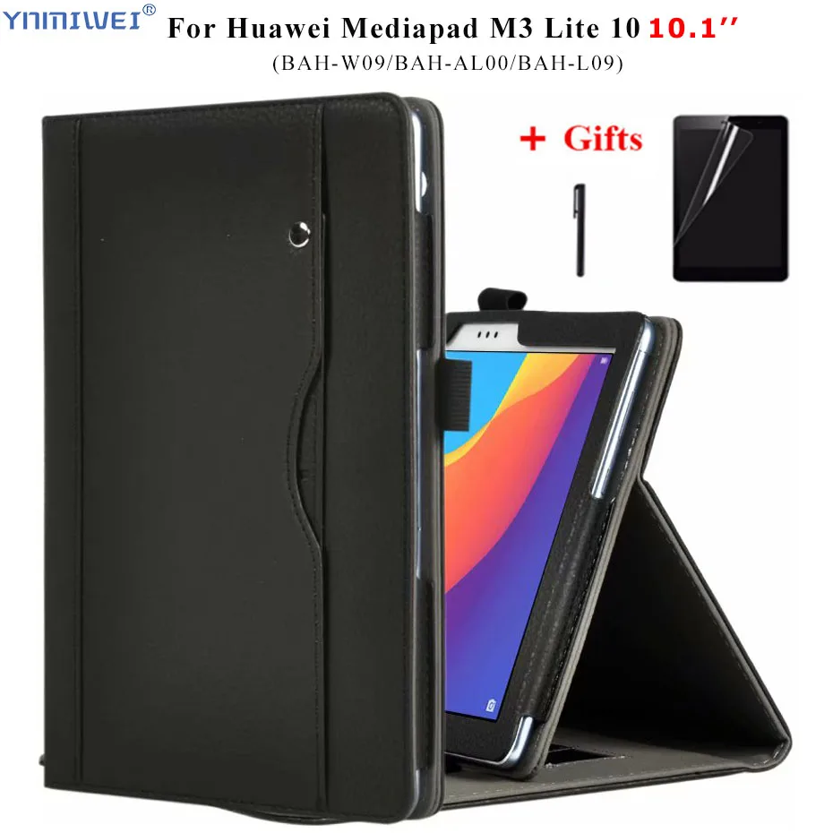 Кожаный чехол для huawei MediaPad M3 Lite 10 10,1 ''BAH-W09/AL00/L09 чехол-подставка держатель для huawei M3 Lite 10 Чехол+ пленка