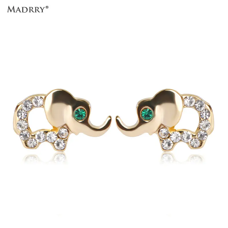 Kawaii Маленький Слоник серьги Cool Pequenos Aretes Pendientes золотой цвет Блестящий Кристалл Высокое качество ювелирных изделий