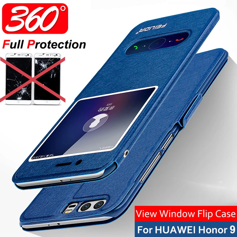 View Window Flip Case For HUAWEI Honor 9 FEILIDA 5.15 inch Double Cover With Magnetic Honer9 | Мобильные телефоны и