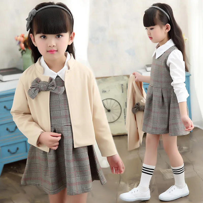 2017 Fashion Baby Girls Clothing Sets British Style Cotton