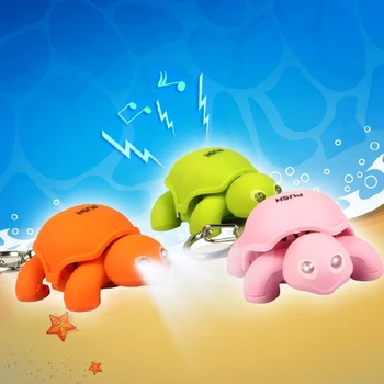 

FREE SHIPPING BY DHL 200pcs/lot Plastic LED 3D Turtle Shaped Keychains with Sound Novelty Gift Keyrings for Kids