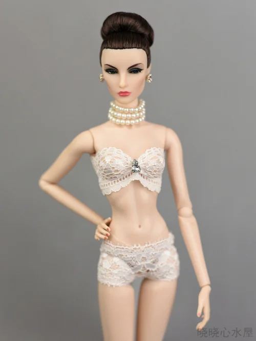 Кружевной комплект нижнего белья белый и черный бикини комплект одежды наряд Одежда для 1/6 BJD Xinyi Barbie Soldier FR Blythe Doll - Цвет: 1