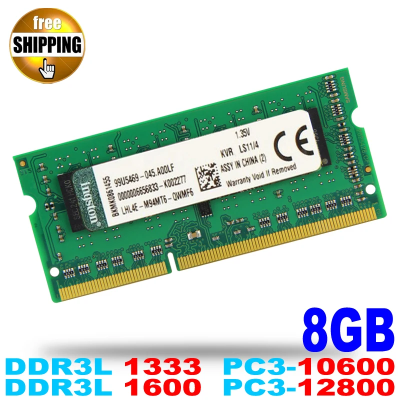 

Notebook / Laptop Memory Module Ram Memoria SODIMM For DDR3L 1600 1333 MHz 8 GB / PC3-12800S PC3-10600S Non ECC 204pin 1.35 V
