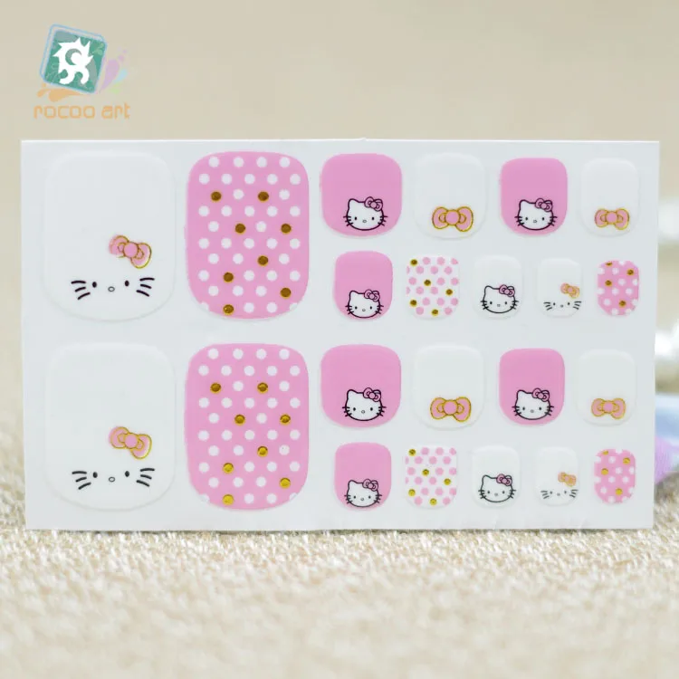 Rocooart Y5542, модные, сексуальные, красивые наклейки для ногтей, розовые, милые, hello kitty, в горошек, для маникюра, клейкая наклейка для ногтей