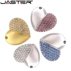 JASTER металлическое Хрустальное сердечко Любовь USB флеш-накопитель драгоценный камень флеш-накопитель специальный подарок флешка 8 ГБ/16 ГБ