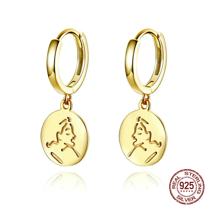 

New S925 Sterling Silver Hoop Earrings Gold Plated Fine Women Party Silver S925 Plated Gold jewelry Earring 2019 gift