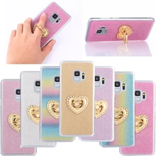 For Samsung Galaxy S9 S 9 Case Heart-shaped Pattern Ring Holder Stand Luxury Glitter Cover Case For Samsung Galaxy S9 Plus S9+ filp case for samsung galaxy s9 cat and bees pattern wallet stand cover