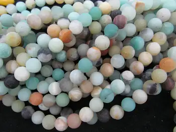 

high quality 2strands 16" Round Matte Frost mixed color Amazonite Agate Beads Gemstone Agate Beads for Jewelry Making Beads 4-12