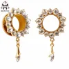KUBOOZ oreja Piercings colgantes de cristal del túnel de acero inoxidable joyas de cuerpo de oro de expansor de tornillo moda Stud pendientes 2 unids/lote ► Foto 1/6