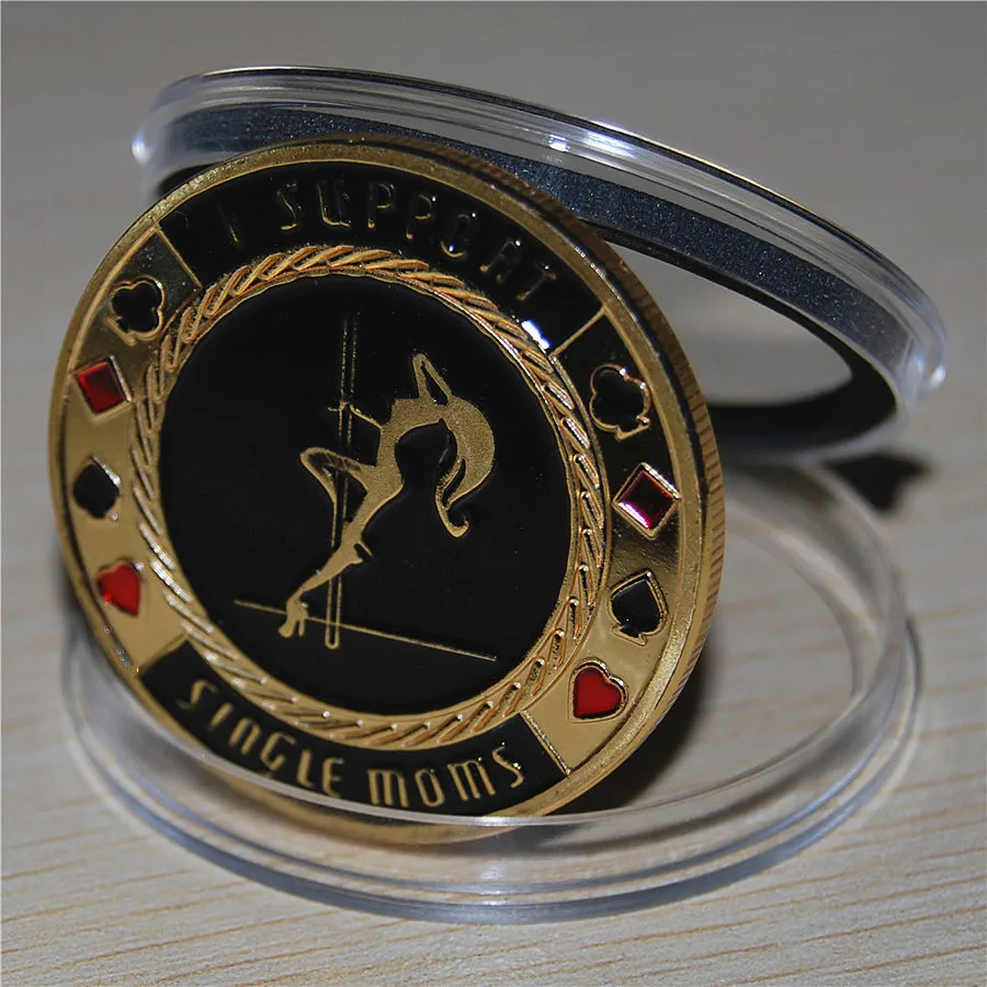

I Support Single Moms Funny Sexy Poker Card Guard Protector Coin, commemorative coins,1/3/5/10pcs/lot, free shipping