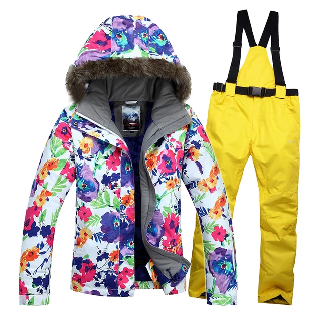 Cheap Outdoor Ski Jacket women's Skiing Waterproof Thermal Warm Jacket and pants Free shipping Russia -30 women Ski suit Winter 