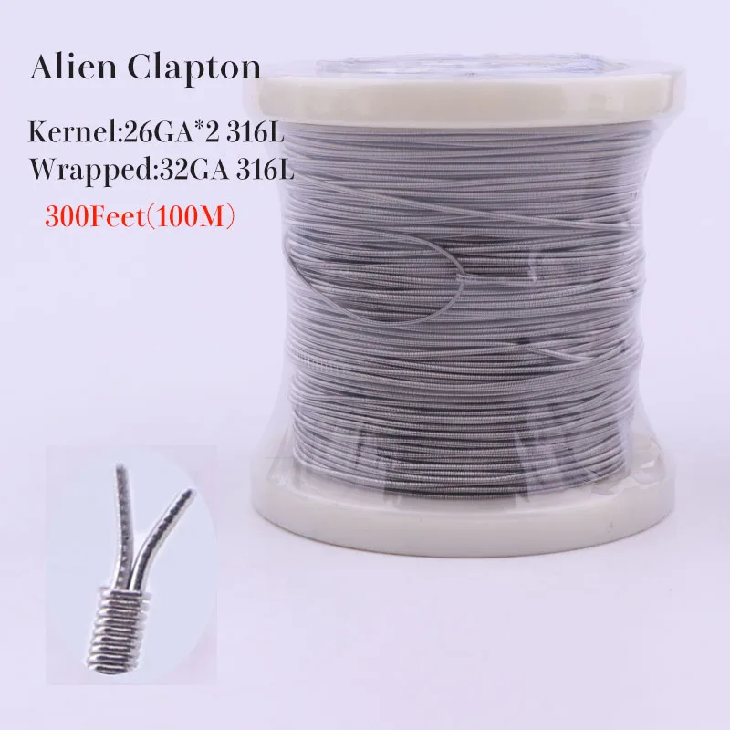 Xfkm 300 футов (100 м)/рулон SS316L Тигр Сплавленный Clapton чужой провода нагревательного провода для RDA РБА ввиду распылитель катушки испарителя