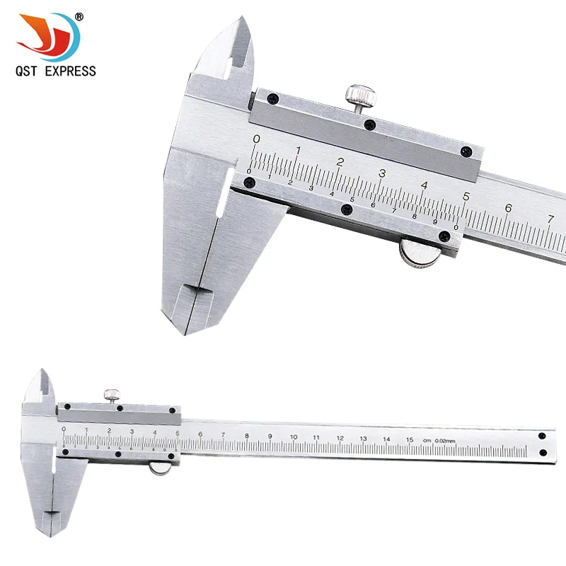 QSTEXPRESS Vernier Caliper 6" 0 150mm 0.02mm Metal Calipers Gauge