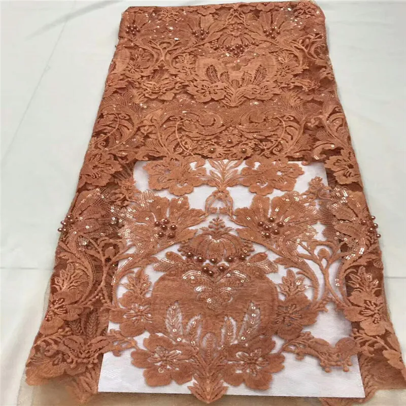 5 Yard Nigerian French Lace Netting Fabric Embroidered and Beading Sequin Cord for Party Wedding Festival Dress Decor 984-1 | Дом и сад
