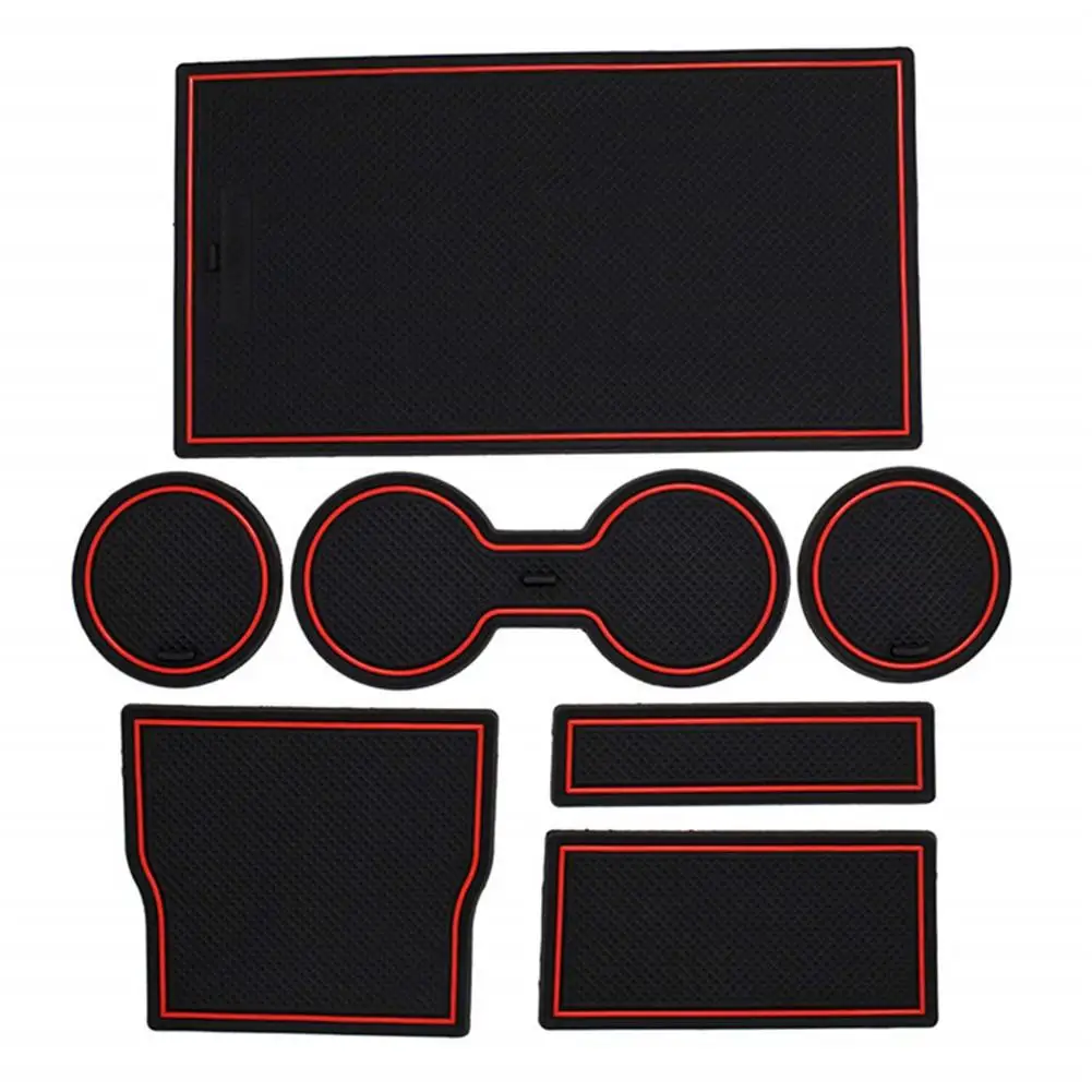 

Gate Slot Pad For Tesla MODEL 3 2018 2019 Interior Door Pad/Non-slip Car Cup Holders Mats Red White Black 7pcs Solaris