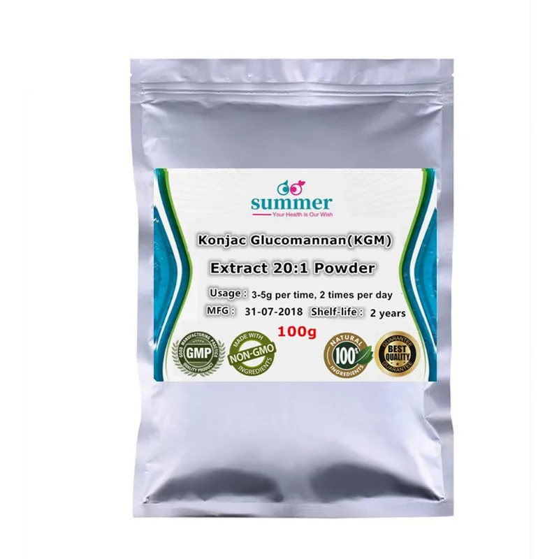 

100-1000g Pure konjac glucomannan Extract 20:1 Powder, KGM,Glucomannan for Increase the volume and softness of feces