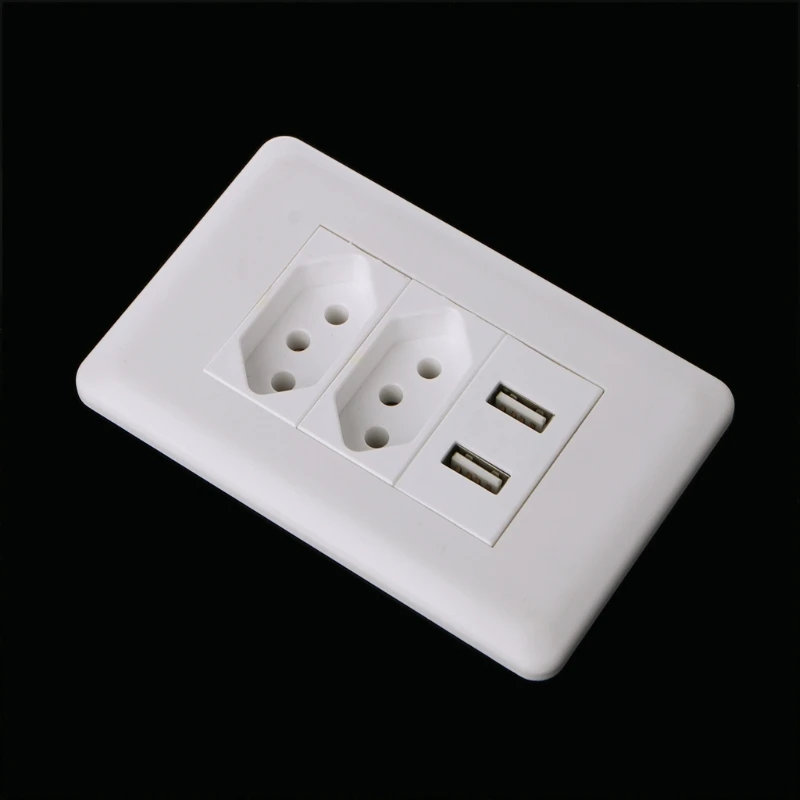 

15A Wall Double Standard Power Socket Adapter Dual Ports USB Charger Panel 5V 2.1A L15