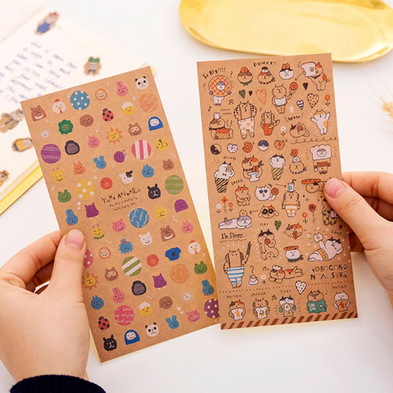 

3pcs/lot Creative Japanese kraft paper cat sticker child diy toy Photo album Deco sticker scrapbooking seal sticker stationery