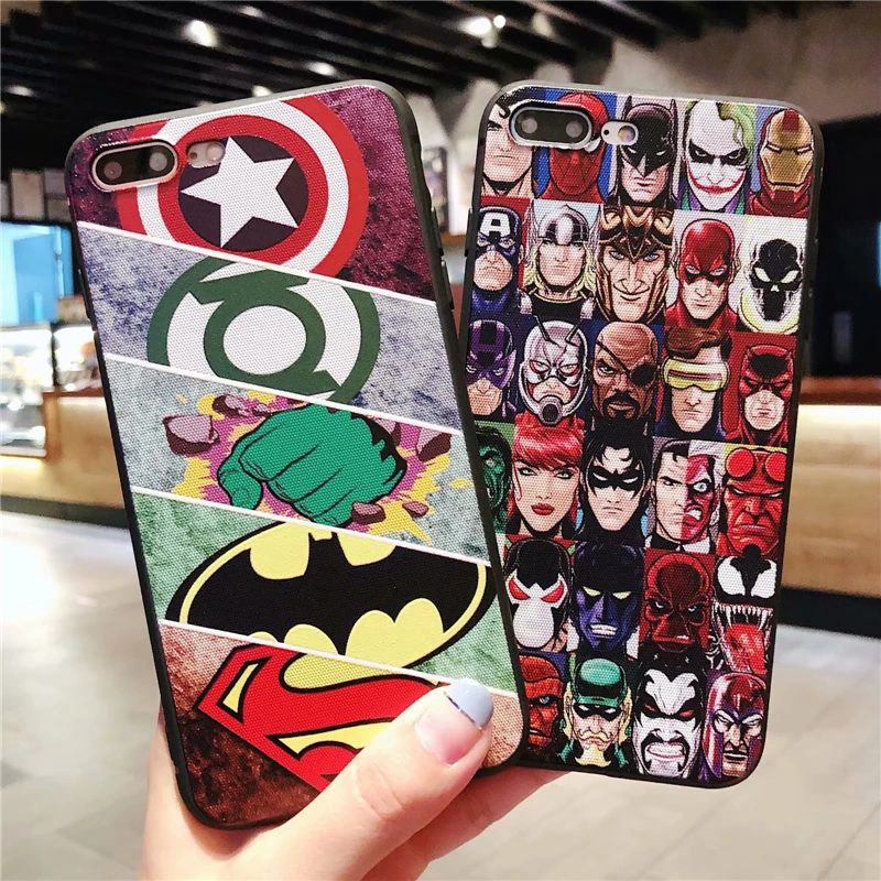 

Cute Cartoon Marvel Superman Phone Cover Case For Iphone X Xs Max Xr 10 8 7 6 6s Plus 3d Relief Iron Man Silicone Coque Fundas