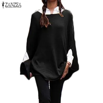 

ZANZEA Women 2018 Autumn Warm Sweaters Fashion Streetwear Casual Loose Sleeve Pullovers Plus Size Jumper Tops Oversized