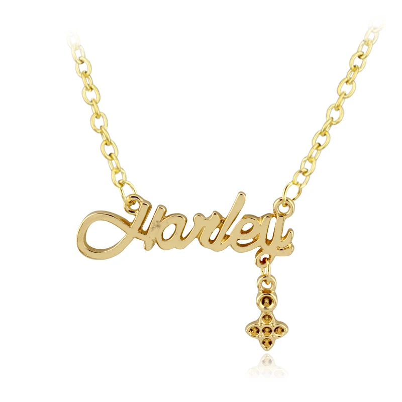 Romantic theme Suicide squads Necklace Golden color crystal Harley