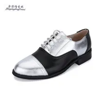 Zapatos mujer Большие размеры с 32 по 45 брендовые женские оксфорды из натуральной кожи на плоской подошве