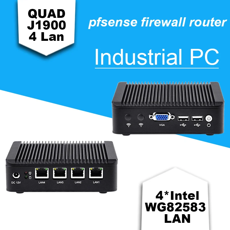  Big discount!! Industrial PC 4 lan J1900 quad core Nano itx fanless Pfsense firewall 4 intel Gbe Lan VPN server for Soft router 