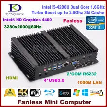 16 Г RAM + 128 Г SSD HTPC безвентиляторный настольный компьютер HDMI Dual Core i5 4200U COM USB 3.0 VGA WI-FI DHL бесплатно